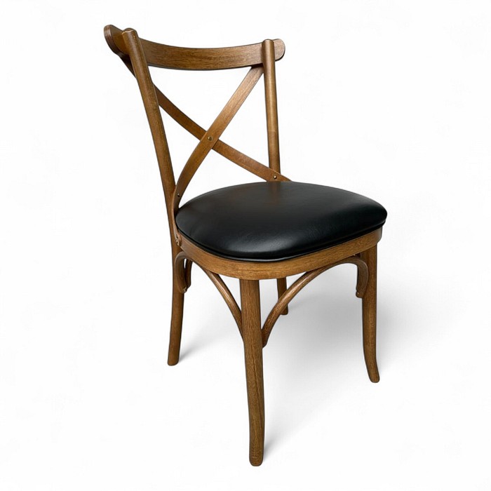 Cadeira Espanha no Castanho com Assento em Curissimo Preto