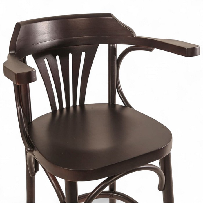 Banqueta Alemanha Com Braço Madeira Nobre Verniz Ébano