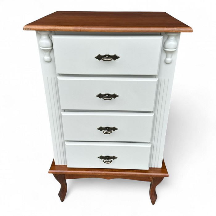 Mesa De Cabeceira Pés Luiz Xv 4 Gavetas Decor Quarto Casa