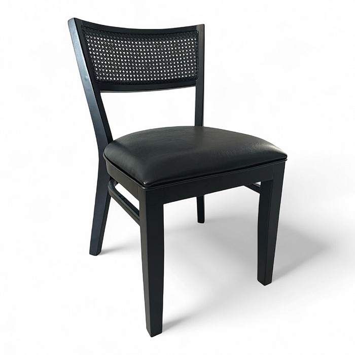 Cadeira Tasca Assento Estofado e Encosto Palinha Preto Laca