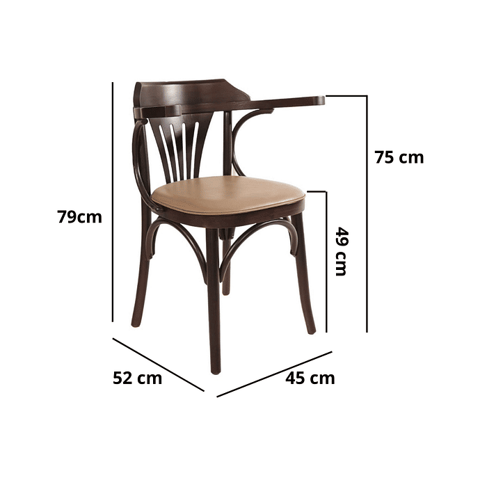 Cadeira Alemanha Com Braços Estofado Courissimo Bege