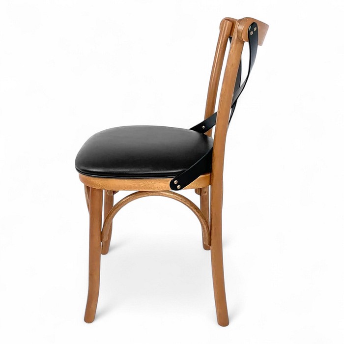 Cadeira Espanha Gourmet Verniz Mel E X Laqueado Preto Assento Courissimo Preto