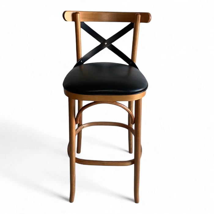 Banqueta Espanha Cor Mel Assento Courissimo Preto