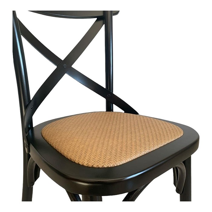 Cadeira Espanha Assento Palinha Indiana no Preto Laqueado