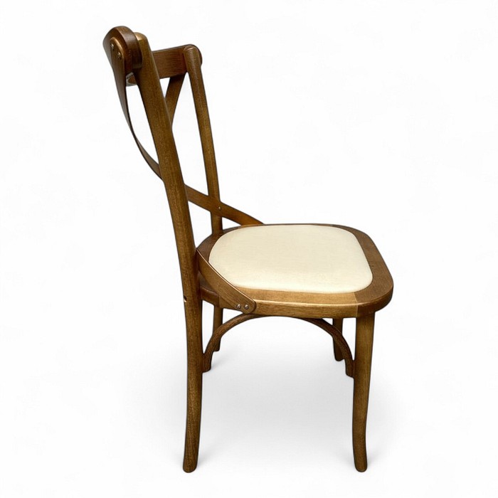 Cadeira Espanha Castanho Assento Em Madeira Maciça Estofado Courissimo Creme