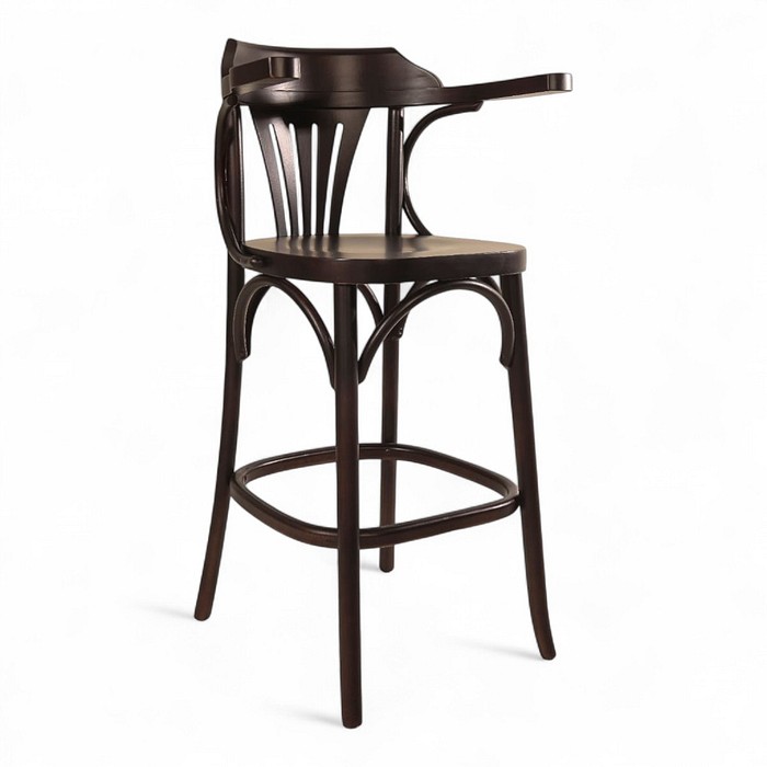 Banqueta Alemanha Com Braço Madeira Nobre Verniz Ébano