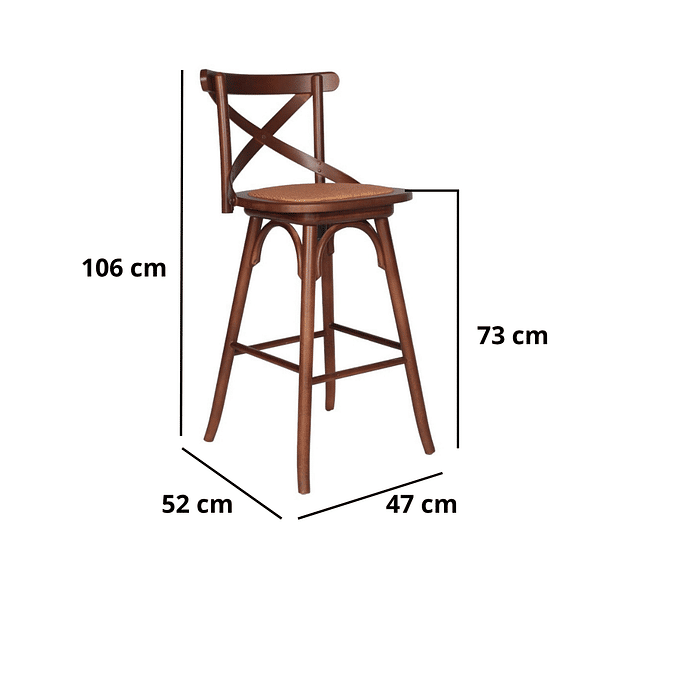 Banqueta Espanha Giratória Assento Rattan