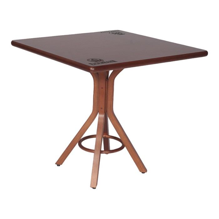 Mesa Grécia Quadrada e Arco nos pés no Castanho