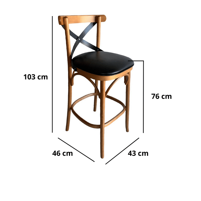 Banqueta Espanha Cor Mel Assento Courissimo Preto