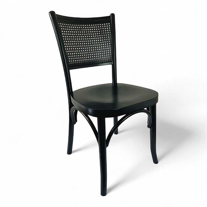 Cadeira Luxemburgo Madeira Nobre Laqueado Preto Com Telinha