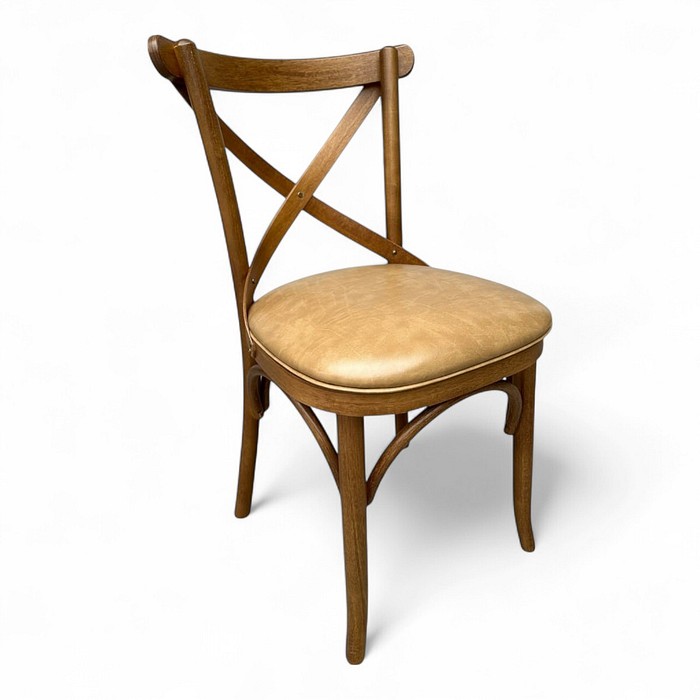 Cadeira Espanha no Castanho com Assento em Itapema Bege