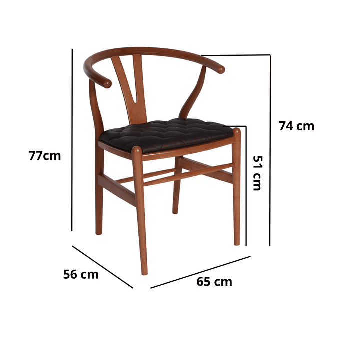 Cadeira Wishbone Confortável e Elegante no Castanho