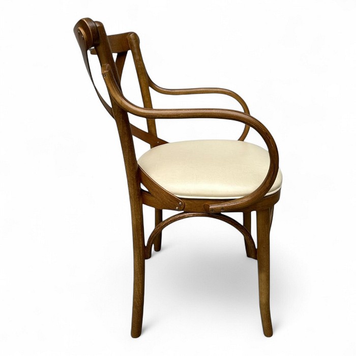 Cadeira Espanha Com Braços Castanho Estofado Courissimo Creme