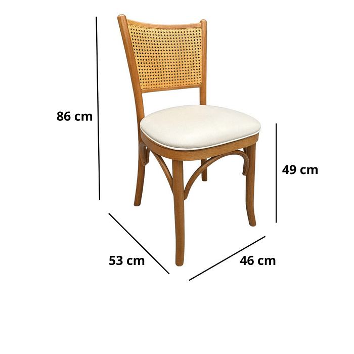 Cadeira Luxemburgo Cor Mel Assento Estofado Courissimo Creme
