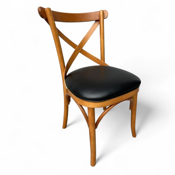 Cadeira Espanha no  Mel com Assento em Curissimo Preto