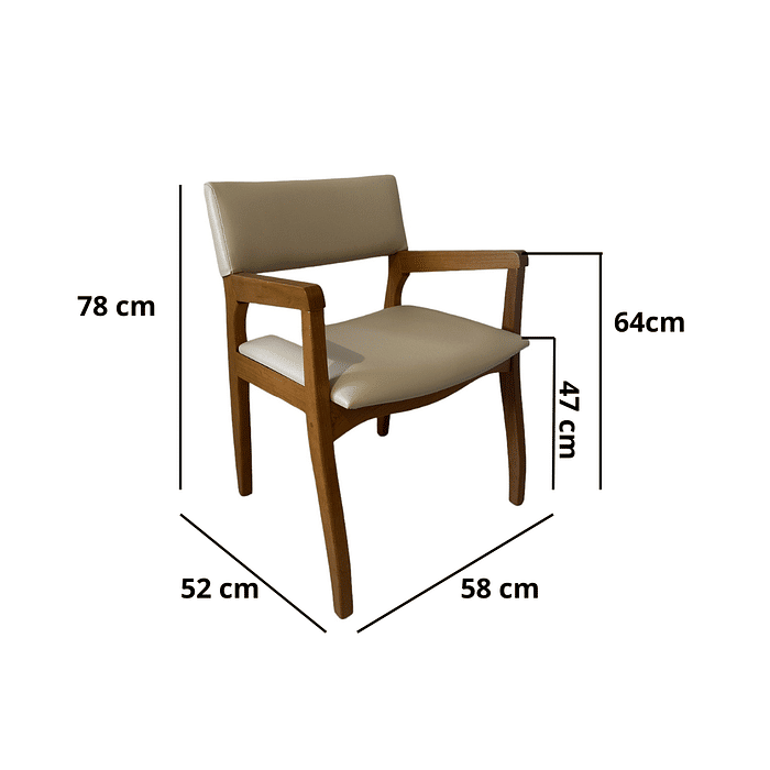 Poltrona Panamá Castanho Assento E Encosto Estofados Courissimo Creme