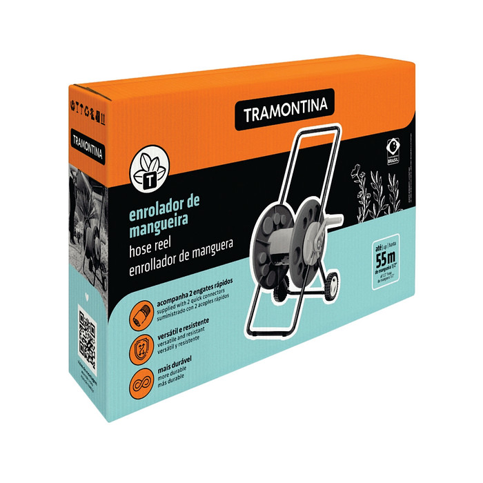 Suporte Enrolador de Mangueira Tramontina com rodinhas