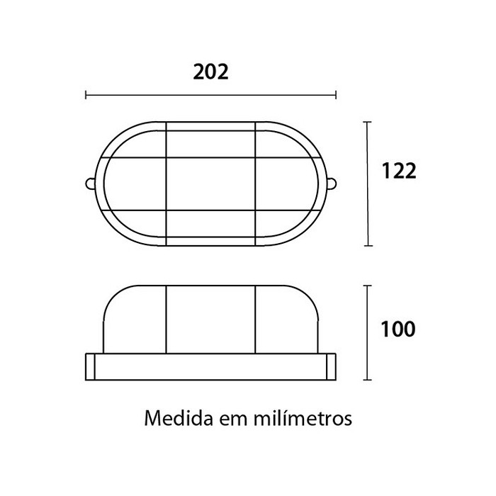 Tartaruga  Clean IP41  E27 IP41  Lente Policarbonato - Branco - BLUMENAU