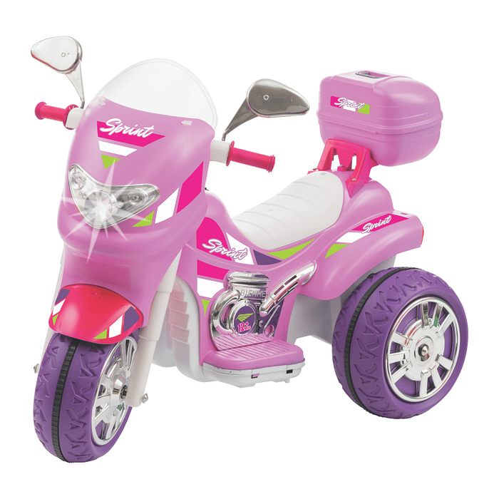Moto Elétrica Sprint Turbo Pink Power 12V com capacete