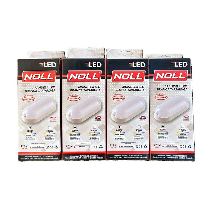Kit 4 Pecas Arandela Led Noll Branca Tartaruga 12W 6000K Bivolt