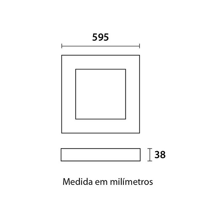 Painel Led Sobrepor 40W 3.000K Quadrado 60cm Bivolt Blumenau