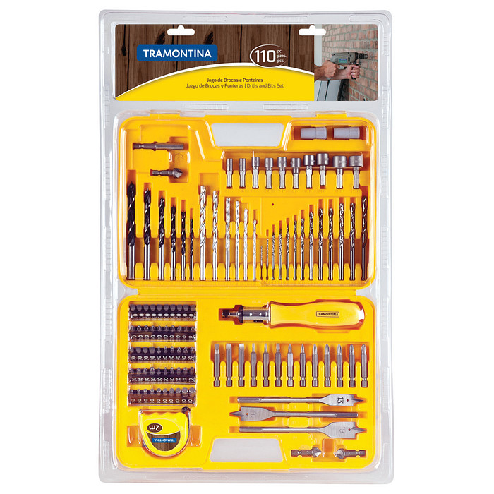 Maleta com Brocas e Ponteiras Tramontina para Uso Domestico 110 Peças