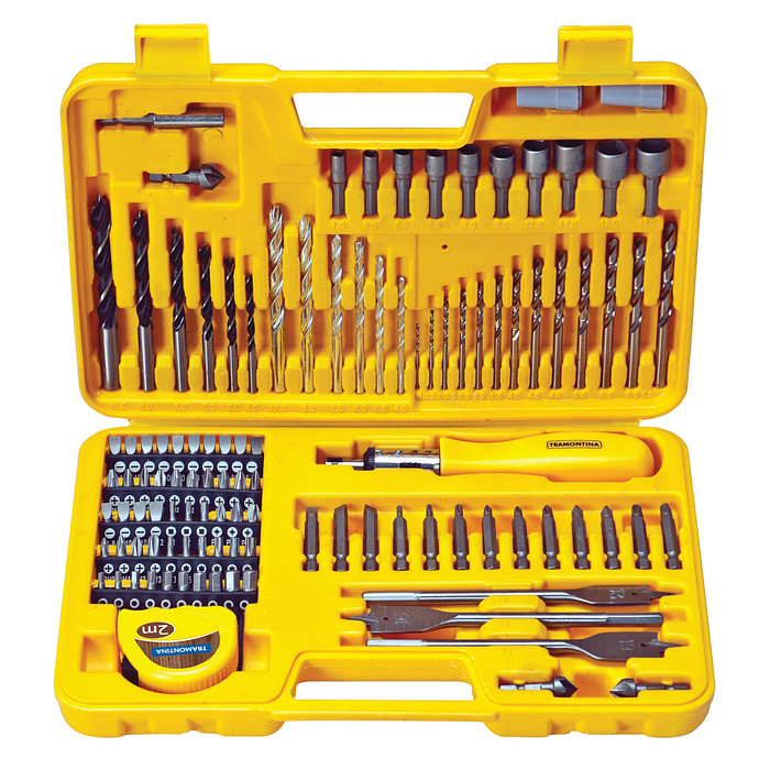 Maleta com Brocas e Ponteiras Tramontina para Uso Domestico 110 Peças