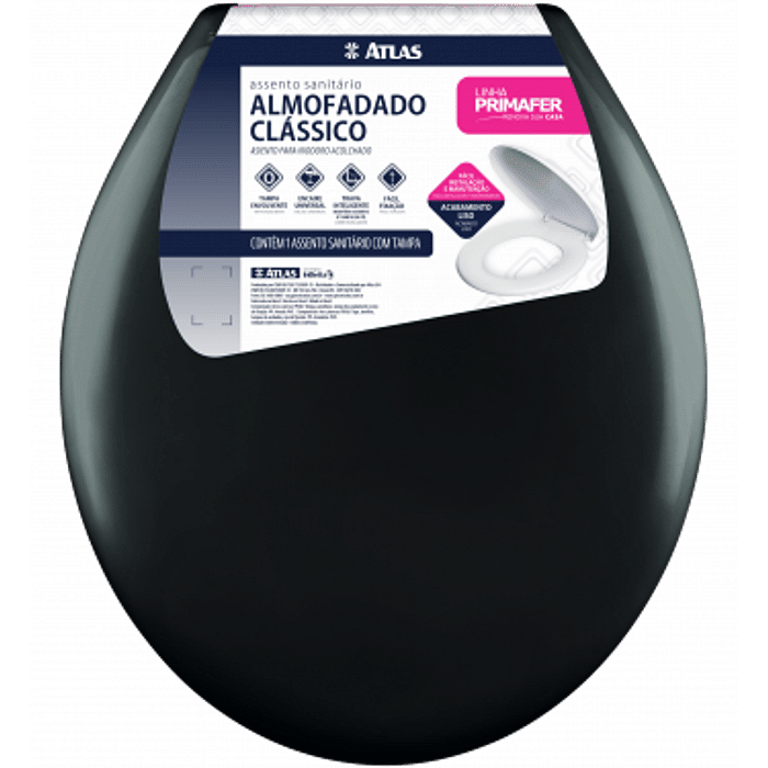 ASSENTO SANITARIO ALMOFADADO OVAL PRETO ATLAS