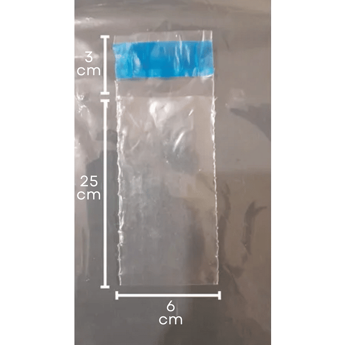 Bobina Para Unitarização de Remédios Transp. com Fita Azul 6x25cm 5.000 unidades