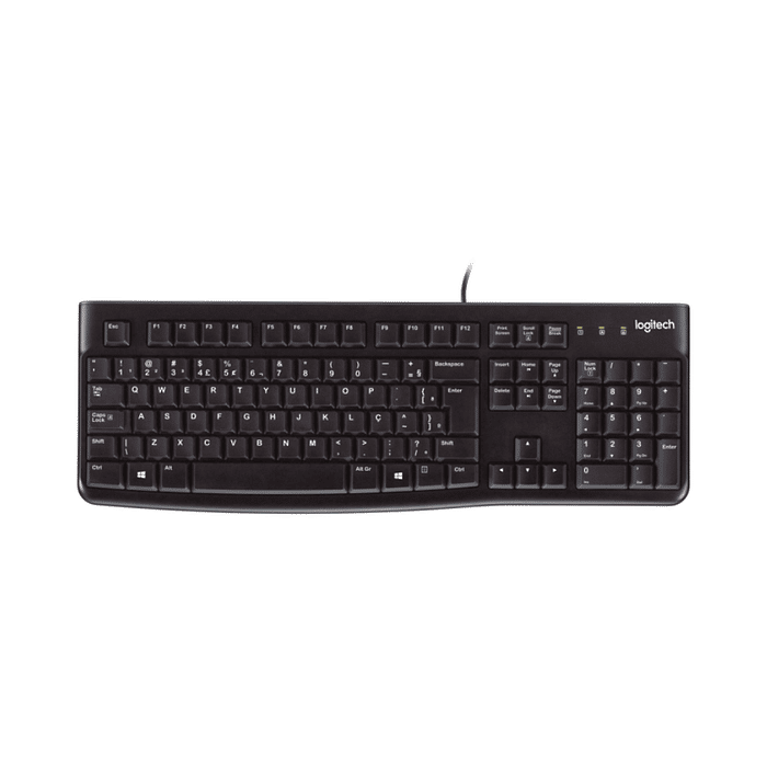 Teclado Logitech K120 com Fio USB ABNT2 Resistente à Respingos Digitação Silenciosa e Confortável 920-004423
