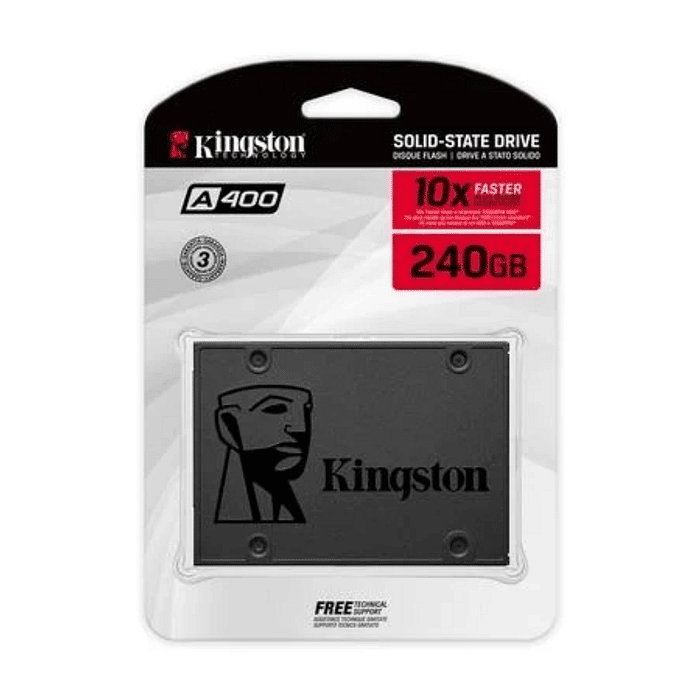 SSD Kingston A400, 240GB, SATA III, 2.5", Leitura: 500MB/s, Gravação: 350MB/s, Preto - SA400S37/240G