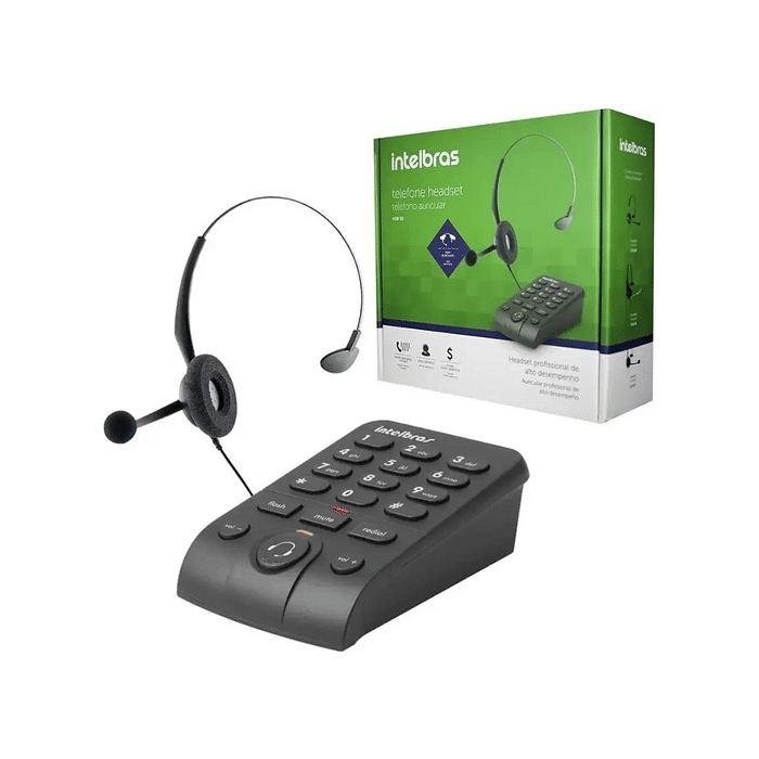 Telefone Headset Intelbras Preto Resistente Profissional Alto Desempenho - HSB 50