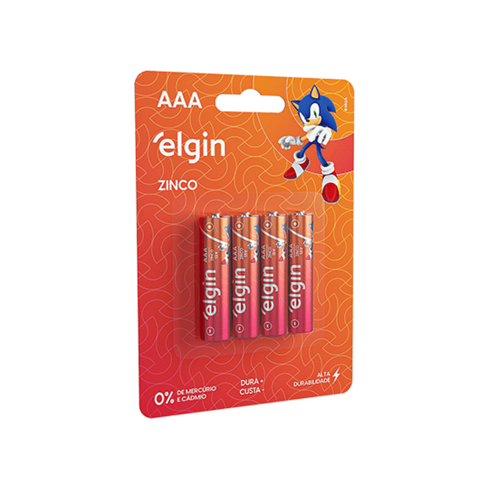 Pilha Zinco AAA c/ 4 unidades - 1,5v - Elgin