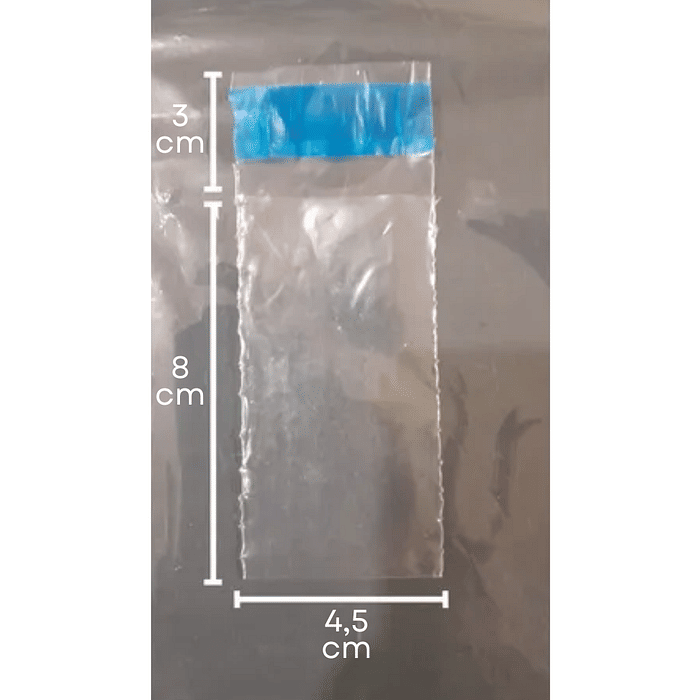 Bobina Para Unitarização de Remédios Transp. com Fita Azul 4,5x8cm 10.000 unidades