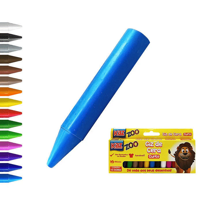 Giz de Cera com 15 Cores Curto 80g