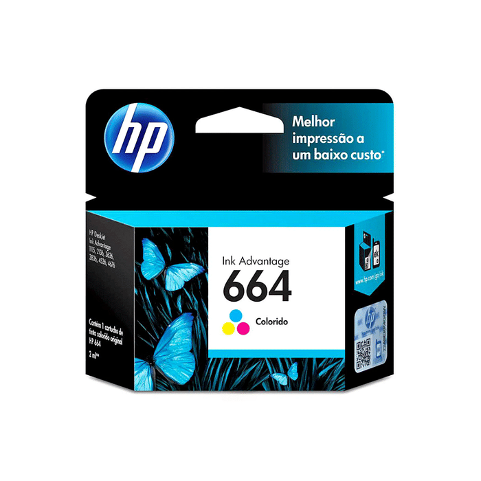 Cartucho de Tinta HP 664 Colorido F6V28AB F6V28A para HP Deskjet 1115 2676 3635 3836 4676 5276 Original 2ml