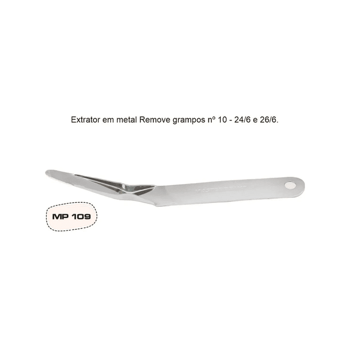 Extrator de Grampos Espátula em Metal 16cm Remove Grampo 24/6 e 26/6 Masterprint MP109