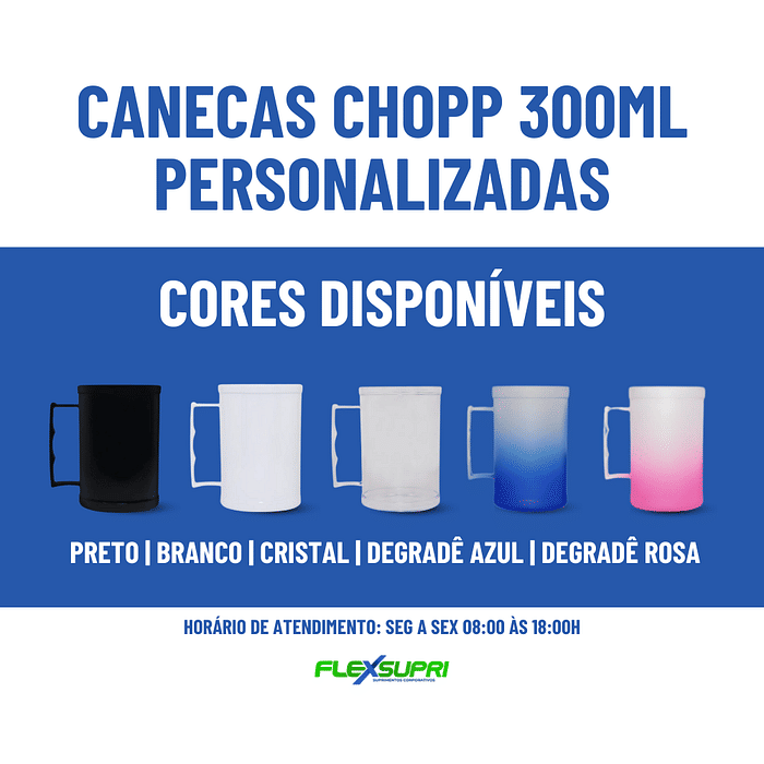 30 Canecas Chopp 300ml - Personalizado Cor