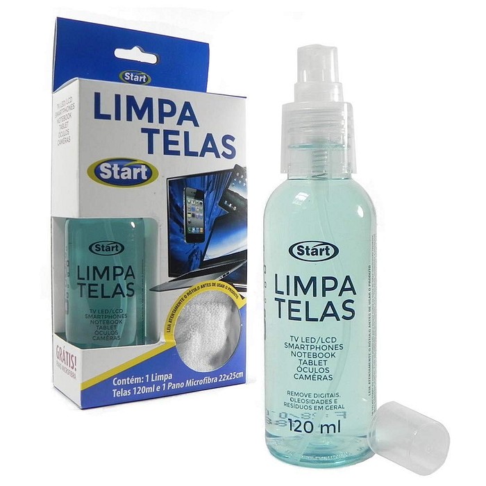 Limpa Telas com Pano Microfibra 120ml Start Quimica