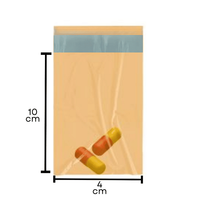 Bobina Para Unitarização de Remédios Cor Ambar com Fita Azul 4x10cm 10 mil unidades