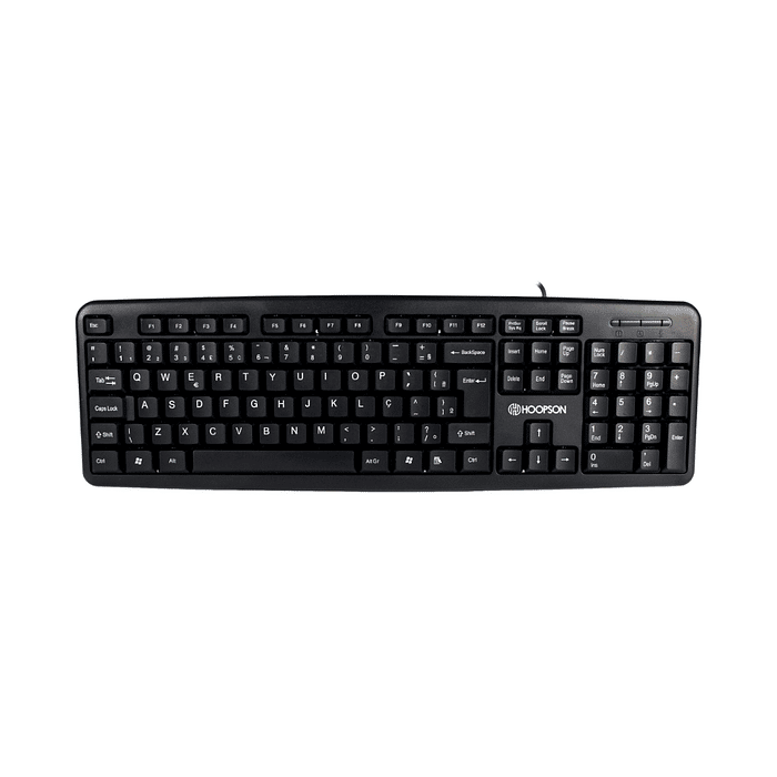 Teclado office ABNT 2 preto, USB, Digitação silenciosa, Hoopson TPC-058