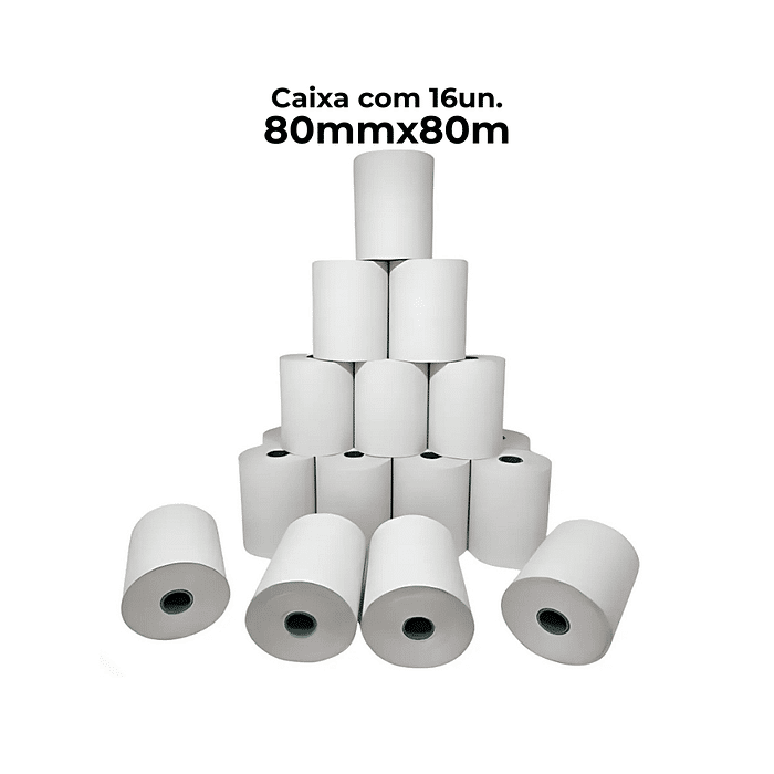 Bobina Térmica 80mmx80m - Caixa com 16 rolos