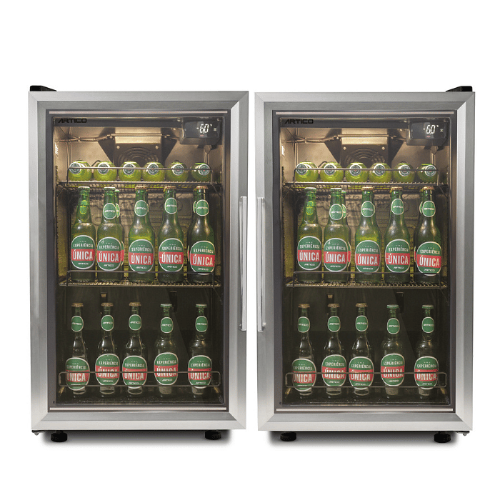Combo de cervejeiras visão frontal com ambas portas fechadas