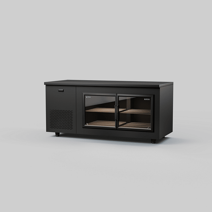BALCÃO REFRIGERADO METALIC HOME PRETO 2 PORTAS DE VIDRO E LED