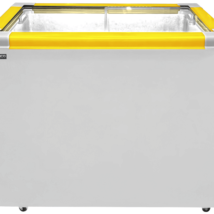 CONGELADOR FREEZER EXPOSITOR VITRINE ECO 250 .E. AMARELO CAP EQUIV 310 LT