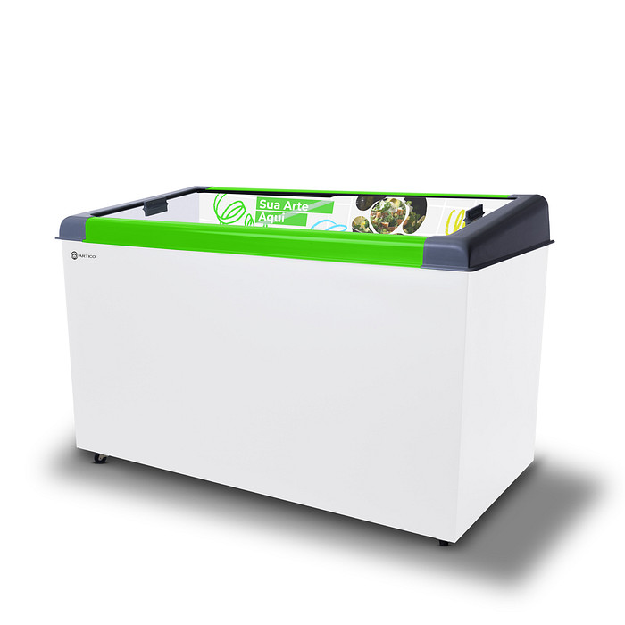 CONGELADOR FREEZER EXPOSITOR VITRINE NEW SLIM 450 BIVOLT VCC VERDE CAP EQUIV 460 LT