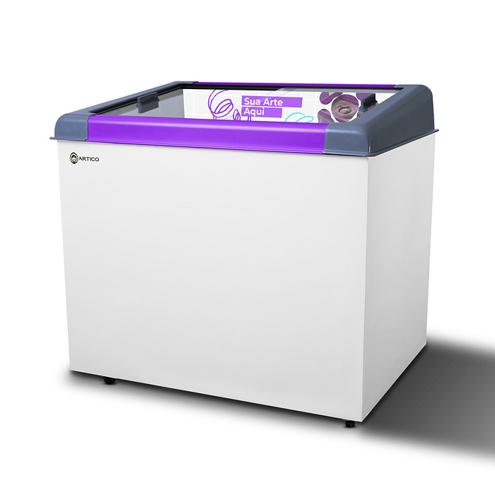 CONGELADOR FREEZER EXPOSITOR VITRINE NEW SLIM 250 BIVOLT VCC PURPURA CAP EQUIV 300 LT