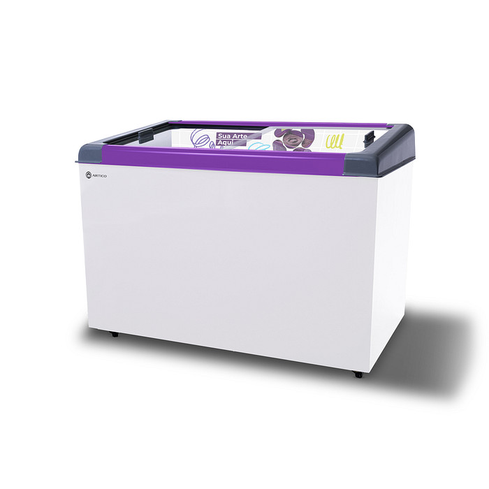 CONGELADOR FREEZER EXPOSITOR VITRINE NEW SLIM 350 BIVOLT VCC PURPURA CAP EQUIV 400 LT
