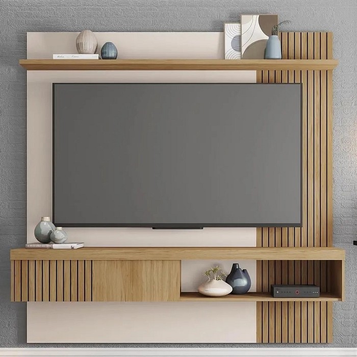 Painel para TV 65 Polegadas Jade 1.8 Caemmun Off White/Buriti