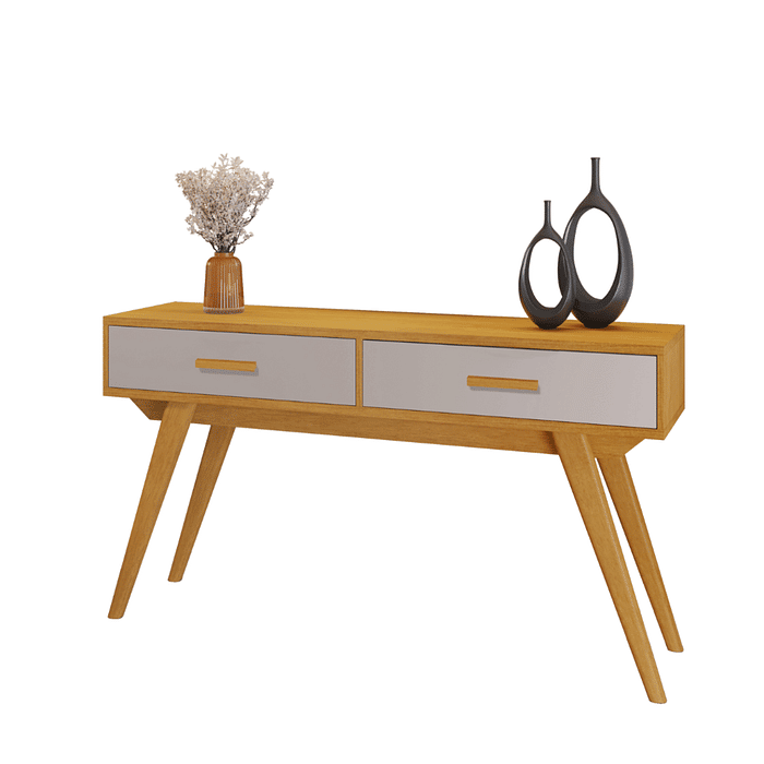 Aparador Leal 2 Gavetas e Pés Em Madeira Cinamomo/Off White JCM